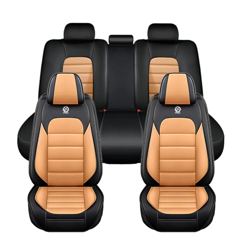 Image of Universal Car Seat Covers for Honda Insight 2002-2022 Anti-Slip Seat Covers,Waterproof Faux Leather Full Coverage Car Seat Protectors Interior Accessories(5Pcs Standard /Black&Orange)