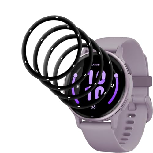 Jewloofa 4 Piezas Protector Pantalla Compatible con Garmin Vivoactive 5 Cristal Templado, Anti-Arañazos Vidrio Templado, HD/3D Curvada película protectora para Garmin Vivoactive 5