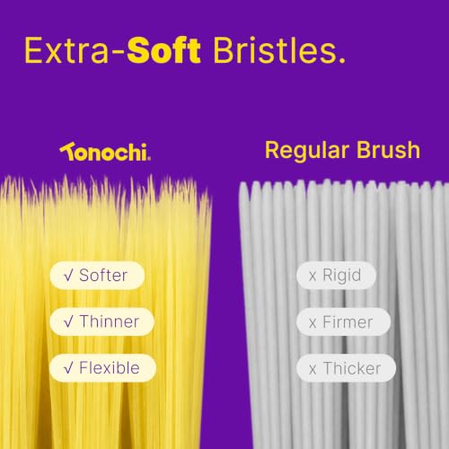 Image of Extra Soft Bristle Toothbrushes for Adults, 4-Pack, Yellow | Gentle on sensitive gums, ultra-soft tapered bristles, reaches back molars, non-slip grip, individually wrapped, BPA-Free