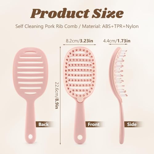 Image of Detangling Hair Brush,Curly & Straight Hair for Women Men,Portable Vented Paddle Brush for Wet Dry & Damaged Hair,Salon & Home Personal Use (Pink)