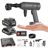 高圧洗浄機【8.5MPa強化版・超軽量560g・ぴかぴか洗浄店監修】ミニ高圧洗浄機 コードレス 充電式 出水量20％拡大 残量表示 PSE認証済み バッテリー2個 合計容量30000mAh マキタバッテリー互換 5m超柔軟ホース 多機能6in1ノズル ペットボトル対応 水道接続不要 小型 自吸式 低騒音 女性や高齢者も片手で使える コンパクト収納 洗車 ベランダ 網戸 排水溝 墓石 外壁 家庭用