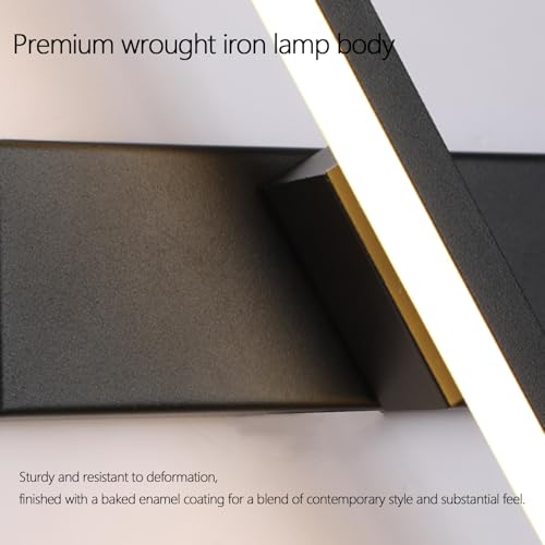 Aplique de pared LED negro de 30cm con enchufe e interruptor 3