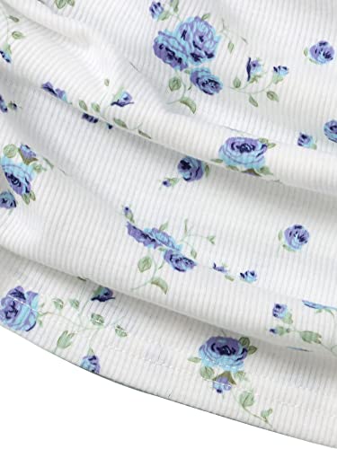 SHENHE Girl's Floral Ruched Short Sleeve Crew Neck Tie Side Bodycon Pencil Mini Dress4