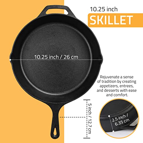 Image of Utopia Kitchen Cast Iron Frying Pan 10.25 Inch, Cast Iron Chefs Pan, Pre Seasoned Skillet, Safe Grill Cookware for Indoor & Outdoor Use, Black