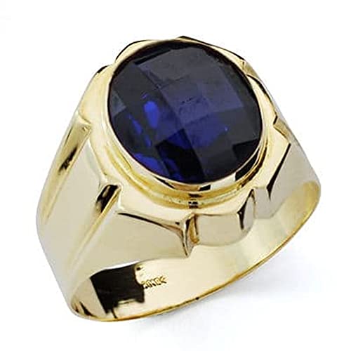 Inmaculada Romero IR Sello oro 9k hombre hueco piedra azul centro cabeza detalles