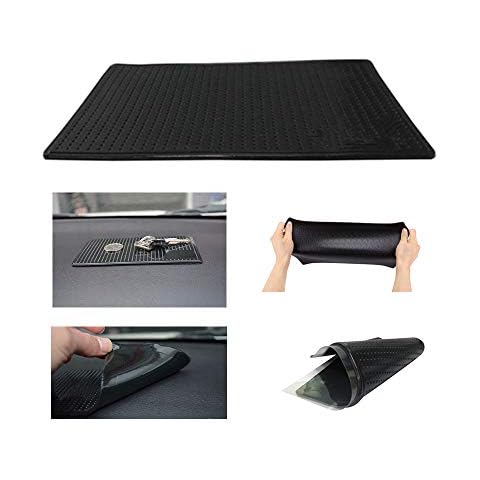 MeetRade Anti-Slip Gel Pads,Sticky Gel Pad Silicone Car Mat Non Slip Mats Sticky Anti Slip Rubber Pads for Car Dashboard Big Size 7.9in x 5.7in (1P BLACK) Cover
