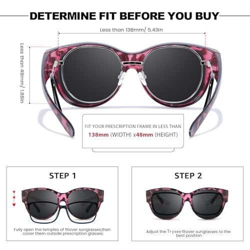 Image of Trysee Polarized Fit Over Sunglasses for Women, Trendy Oversized Wear Over Glasses Shades UV400 Protection TS5779