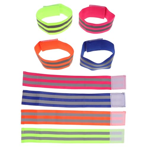 POPETPOP 8Pcs Adjustable Reflective Wristbands for Enhanced Nighttime Visibility Safety Gear for Running Cycling and Outdoor Activities High Elasticity for Comfort and Fit