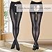 HTRUIYA 2 Pairs Shiny Pantyhose for Women 8D Sheer Tights Oily Gloss Pantyhose Invisible Zip Tights Smooth Stockings