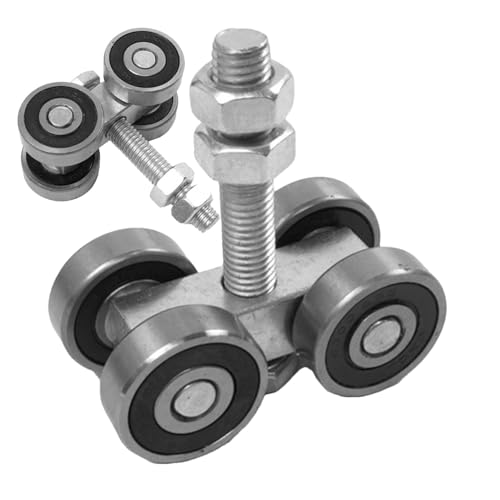 納屋の戸車、引き戸の戸車の交換 | 4輪トロリー組立ローラー - 頑丈な引き戸ハンガー 、天井取り付け納屋ドアハードウェア、ワードローブ、寝室、キッチン用 納屋ドアホイール交換部品 納屋ドア用ストラットチャンネルトロリー ヘビーデューティーストラットチャン