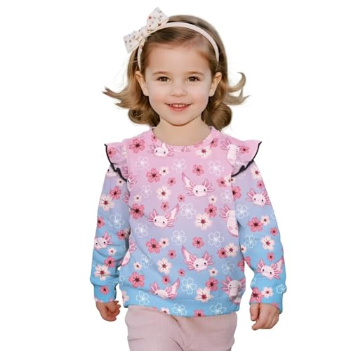 Little Girls Ruffle Long Sleeve Sweatshirts Toddler Loose Sweatshirt Pullover Tops for Daily, Home, Party