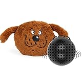 NAMSAN Giggle Plush Dog Toy Interactive Dog Toys Pet Squeaky Toy with Jumping Activation Ball for Dogs Playing (Brown Monster)