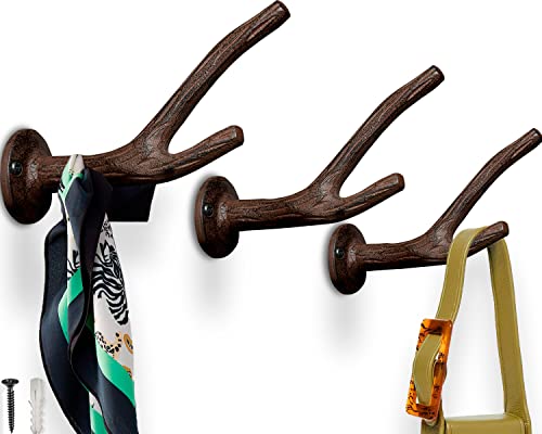 Comfify Cast Iron Branch Wall Mounted Hooks - Wall Rack - Wall Mounted Hooks For Keys, Coats, Jackets And More - Vintage, Rustic, Decorative - With Screws And Anchors - 12.7 Cm Long- Set Of 3 #TOP7