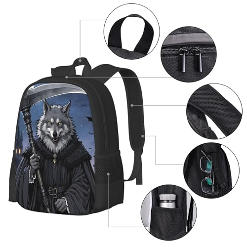 Holloween Wolf Bird Laptop Backpack Fits 15 Inch Laptop Hiking Backpack Backpacks For Computer4