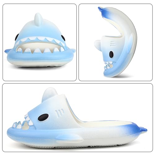 Image of Kids Shark Cloud Slides | Boys Girls Slip On Sandals | Toddler Beach Slippers | Youth Fish Flip Flops Pool Shower Shoes