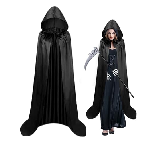 Xijobido Capa De Halloween - Capa de Halloween 150 cm Disfraces con Capucha - Traje Largo de Disfraz Unisex para Hombres Mujeres Juegos de Rol Mercados Medievales Eventos de Teatro