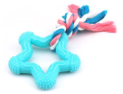 Comtim Puppy Chew Toys, Dog Durable Teething Toys with Rope for Puppies and Small Dogs (Blue Star)