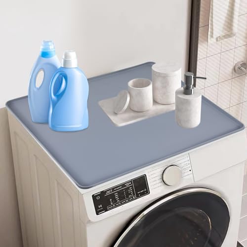 Washer and Dryer Covers for the Top - 23.6" x 19.7" Rubber Non-Slip Washing Machine Cover, Dryer Top Protector Mat, Laundry Guards for Washer and Dryer, Washer Dryer Countertop, Gray