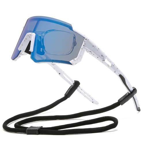 Suertree Gafas de ciclismo deportivas para mujer y hombre, gafas rápidas, ligeras miopes, polarizadas, con protección UV400, para protección solar, pesca, viajes, actividades al aire libre, blanco +