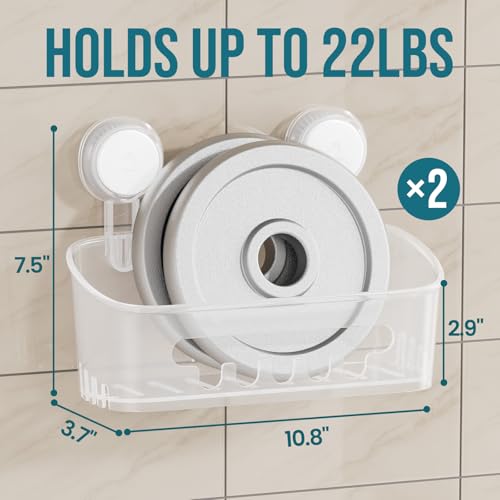 Image of TAILI Shower Caddy Suction Cup, Heavy Duty Bathroom Organizer, Removable Shelves for Inside Shower, Shampoo, Waterproof Suction Plastic Storage for Bathroom Accessories Holder, Frosted Clear