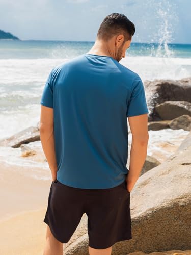 Men's Rash Guard Swim Shirts UPF 50+ Short Sleeve Fishing Quick Dry Beach-Recommended Larger one3