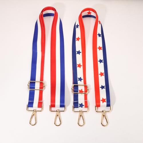 Image of 4th of July Purse Strap American Flag Star USA Purse Strap Replacement Crossbody Bag Straps 4th of July Outfits