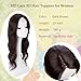 Lace Front Hair Body Wavy Topper Big Base Cover Thinning White Hair Clip in Toppers for Women Fiber Wiglets with Fringe (B-Dark Brown, HD Lace)