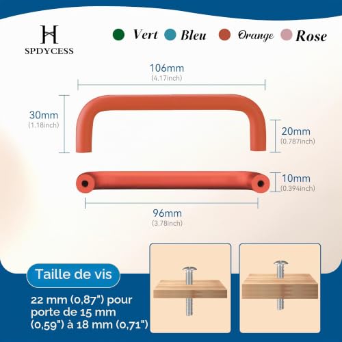 SPDYCESS 4 Pièces Poignée de Meuble en Aluminium 96mm Poignees de Portes pour Placards avec Vis Boutons Tiroir pour Armoire Cuisine – vue 2