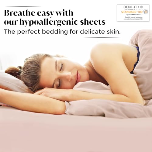 Image of Split King Size Sheet Set | 2 Fitted Sheets for Sleep Number & Adjustable Beds | Organically Grown | Ultra Soft & Cooling |100% Viscose | 17 inch Deep Pocket [Vintage Pink]