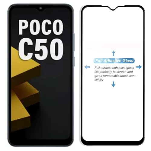 Image of DD SON Premium HD+ Tempered Glass Screen Protector Guard Compatible For Poco C50,C51 | Edge to Edge Coverage With Easy installation kit for Smartphone