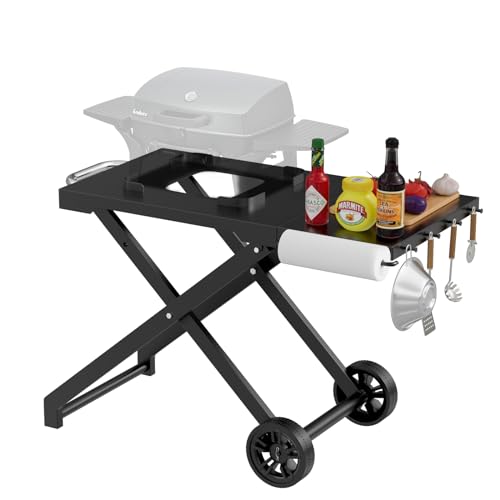 WELL GRILL Trolley BBQ Grilltisch für Urban & Urban Pro Serie Gasgrills, Klappbar Grillwagen Beistelltisch Servierwagen Grill Zubehör für Tischgrill Camping