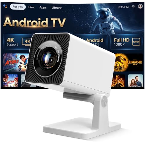 Image of Mini Projector for Bedroom Ceiling, Smart Portable Projector with Android, WiFi & Bluetooth, 1080P Supported Home Cinema Projector for Movie Nights, Compatible with iPhone/Android