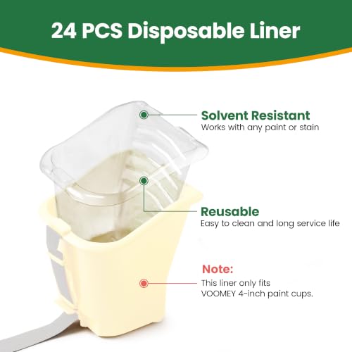 Image of VOOMEY 24PCS Paint Pail Liners, Plastic Disposable Bucket Liner Set for Paint Cups,Holds Up to A Quart of Paint or Stain(Only Applicable to VOOMEY 4 inch Handheld Paint Cup)