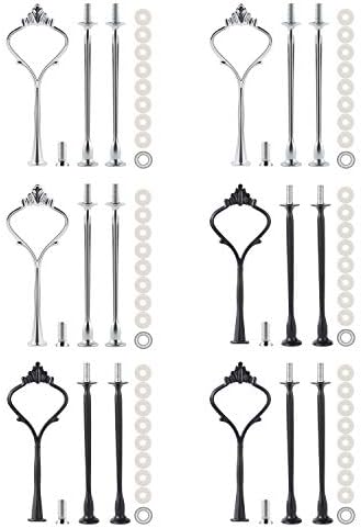 6 Set Cake Stand Fittings Kits Tiered Tray Hardware for Cake Stand Mold Crown 3 Tier Cake Stand Holder Hardware for Wedding Party Making Resin Cupcake Dessert Platter Serving Stand(Golden)
