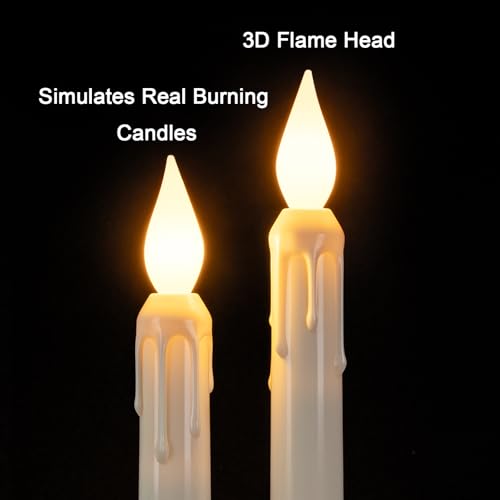 Image of 6 Pcs Sensor Dawn to Dusk Window Candles, Flickering Battery Candles for Windows, Ultra Bright Fake Candle Lights with Black Holders, Led Candlesticks for Xmas Home Decor, White Light