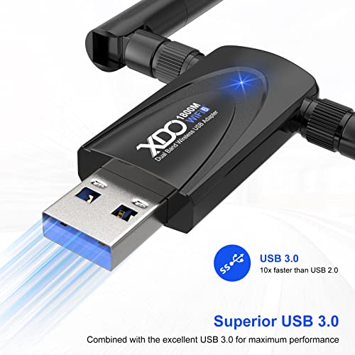 Wifi 6 Usb Adapter For Pc, Xdo Wireless Usb Wifi Adapter For Desktop Laptop Computer, Usb 3.0 Wifi Dongle High Gain Dual Band 2.4G/5Ghz, Ax1800Mbps Mu-Mimo Wireless Network Adapter For Windows 10/11 #TOP5