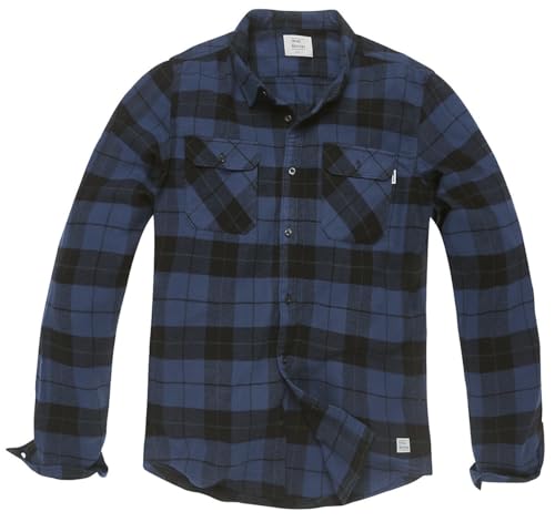 Vintage Industries Sem Flannel Shirt Männer Flanellhemd blau M 100% Baumwolle Basics, Streetwear
