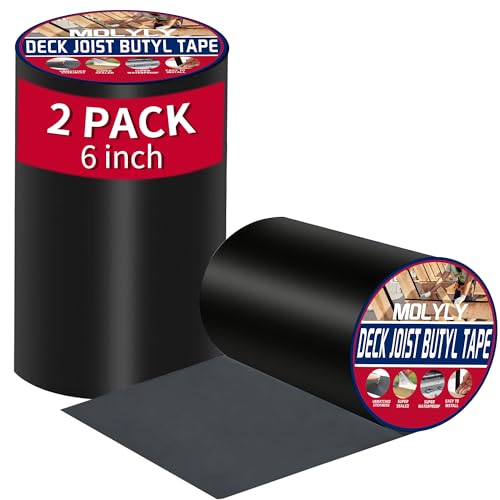 Joist Tape for Decking 6 inch, Butyl Tape for Deck Joists, Waterproof and Weather Resistant Self-Adhesive Joist Tape for Wood Beams and Joists, Anti-Corrosion Decking Tape