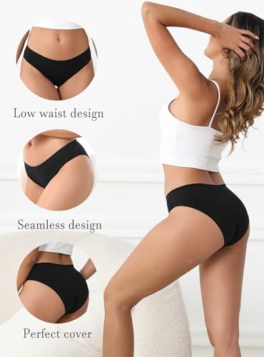 Image of Women's Seamless Underwear Stretch Bikini Panties No Show Invisible Hipster XS to 3XL 6 Pack