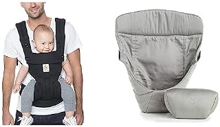 Ergobaby Baby Carrier, 4-Position 360 Cotton from Baby to Toddler: 5.5*  20 kg Pure Black & Baby Infant Insert for Baby Carrier with Neck & Head Support