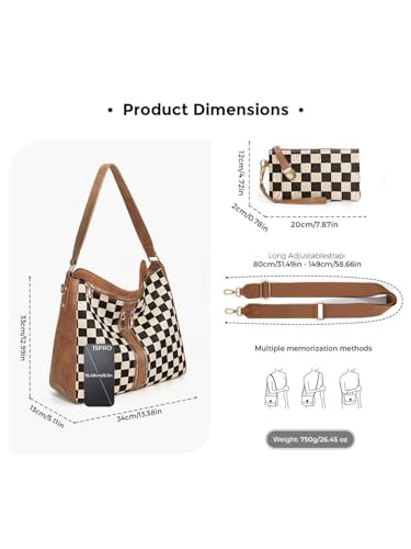 Bolso Hobo Cuadriculado para Mujer Tipo Tote miniatura 5