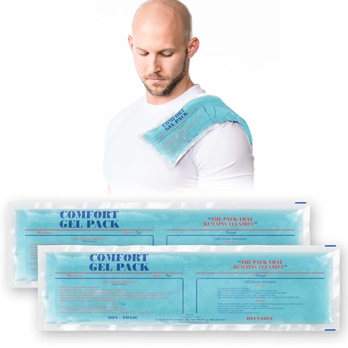 Flexible Reusable Gel Packs for Neck Wrist Arm Back and Shoulder Pain Relief - Versatile Hot or Cold Gel Packs for Injuries Sore Muscles or Toothache Pain Relief Blue 5 x 18 2 Pack