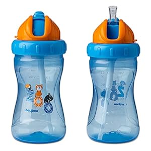 Baybee Zoo 340ML Sipper Bottle for kids, Anti-Spill Sippy Bottle with Soft Silicone Straw BPA Free |Sippy Cup, Baby Bottle Sipper | sipper bottle for kids Infants & Toddlers 6 Months to 3 Years (Blue)