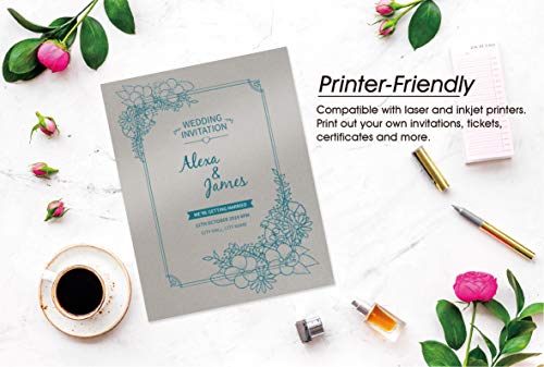 Silver Metallic Paper - 100-Pack Silver Shimmer Paper, Paper Crafting Supplies, Perfect For Flower Making, Ticket, Invitation, Stationery, Scrapbook Use, Printer Friendly, 120 Gsm, 8.5 X 11 Inches #TOP2