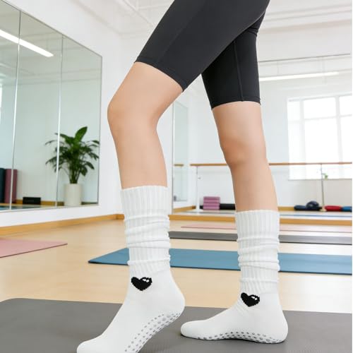 Image of Soxbang 3 /6 Pairs Cute Pilates Socks with Grips,Yoga Socks Barre Sock Non Slip Grip Embroidery for Barre Ballet Workout