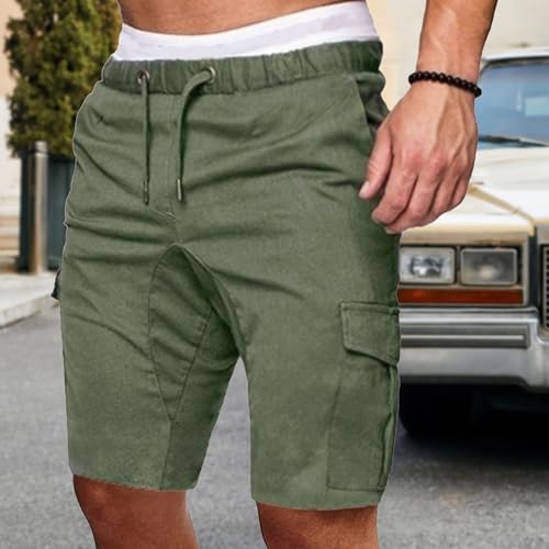 Shorts cargo casual de algodón para hombre con cintura elástica miniatura 2