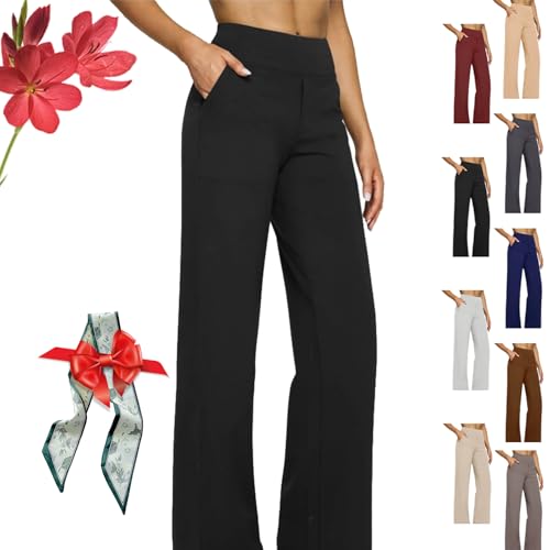 Lumilift Work/Yoga Pants, BodiEVA High-Waist Straight-Leg Work Pants Set, High Stretch Wide Leg Pant for Women