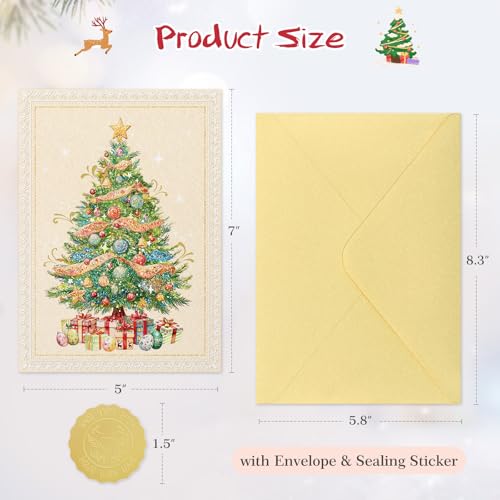 Image of FLYAB Merry Christmas Card for Family Friends Coworkers,Embossed Tree Gift