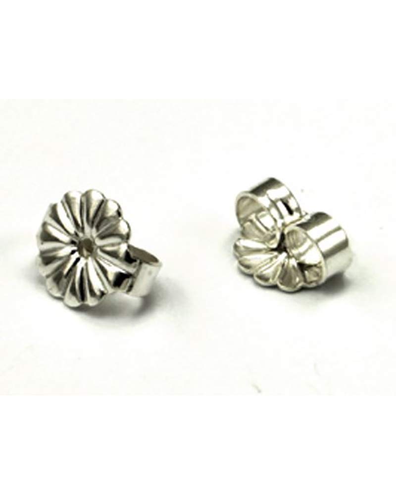 Rashbel Jewelry Making Supplies - Sterling Silver 6mm Flower Ear Back for 0.9mm Post - Perfect Match for Pearl Earrings, Silver Earrings, and Diamond Studs Earrings - Pack 20