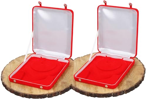 atorakushon Red Women Velvet Jewellery Storage Boxes Necklace Ring Earring Pendant Half Set Wedding Organizer Pack 2